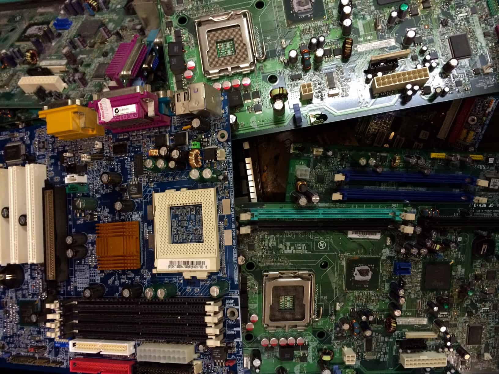 Motherboards sorted for local recycling